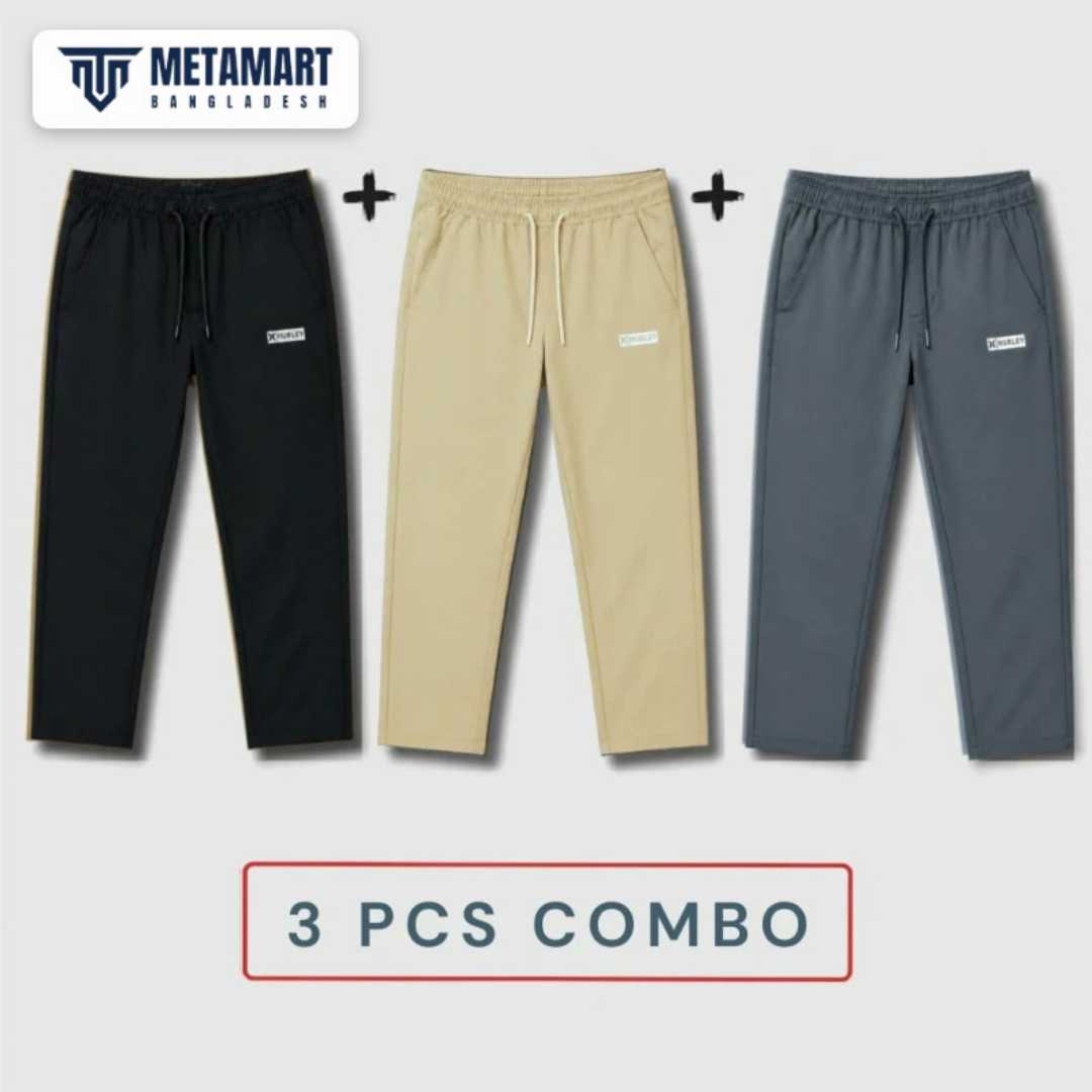 (3,Pcs,Combo),Hurley,Fancy,Trouser,(Khaki,+,Black,+,Deep,Ash)