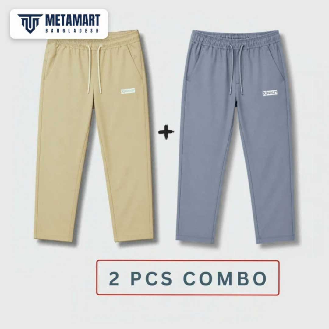(2,Pcs,Combo),Hurley,Fancy,Trouser,(Khaki,+,Ash)